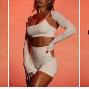 Saski bike shorts 4” S and balance bra XS in butter NWT
